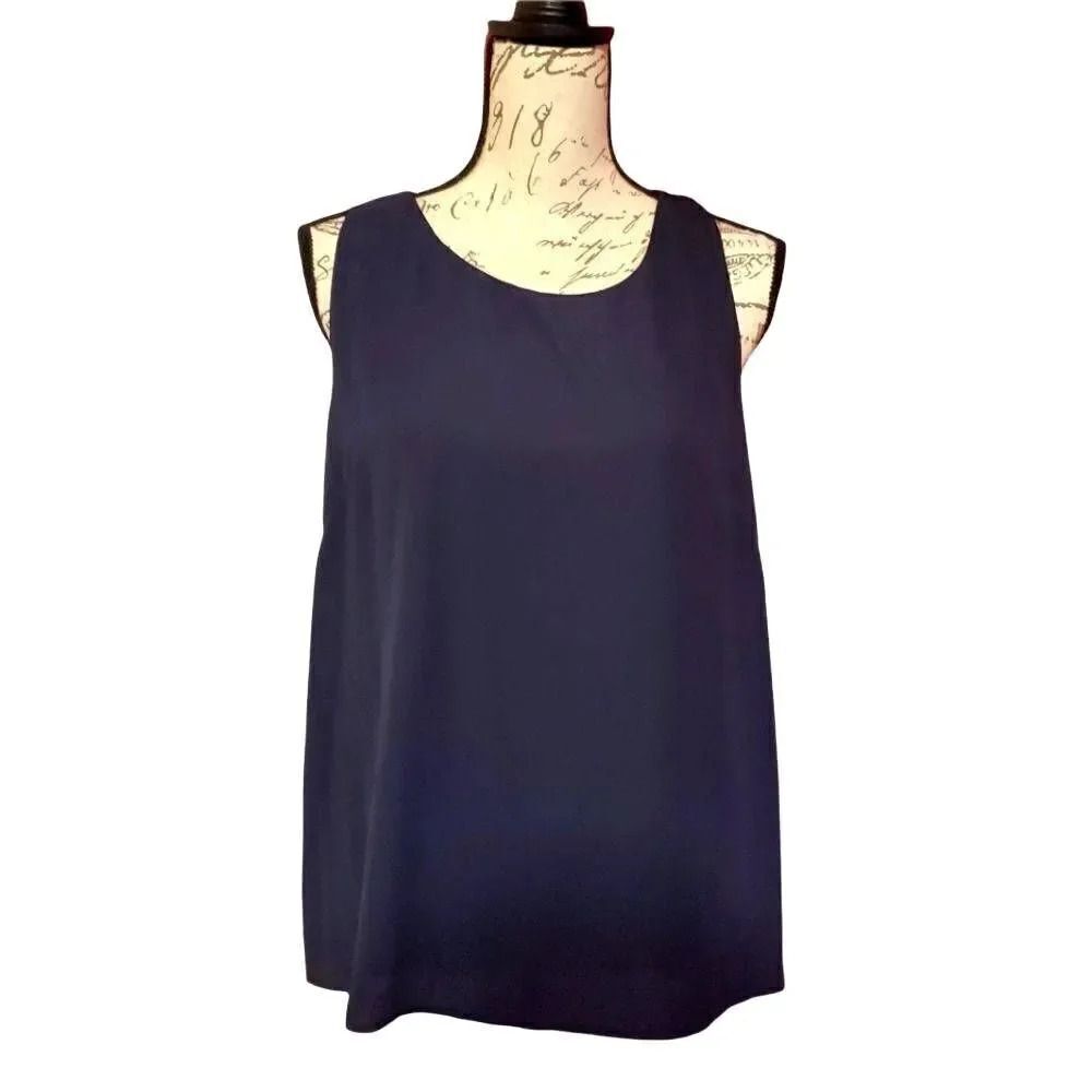 NEW Collective Concepts Ladies Navy Edaline Knot Back Racerback Blouse - Size La